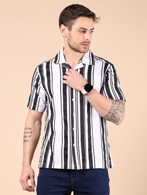men striped short sleeve regular fit casual shirt - 21873663 - Very Small Image - 1