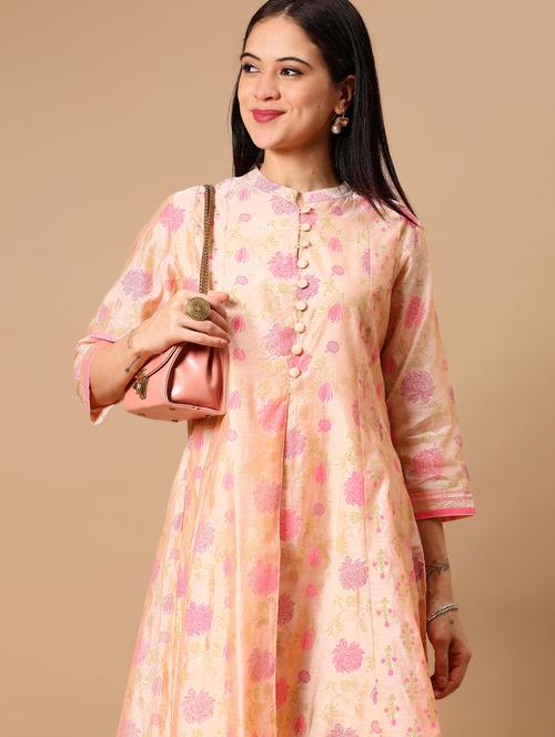 Womenfloral Print Mandarin Neck A-line Kurta - 21873714 - Very Small Image - 1