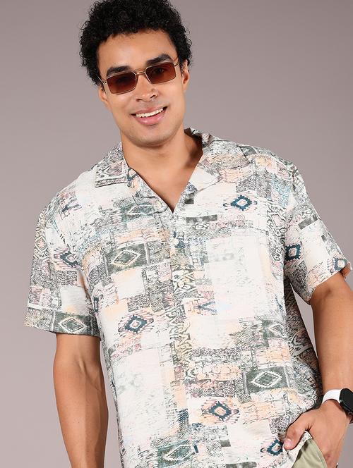 men printed cuban collared casual shirt - 21873738 - Very Small Image - 1