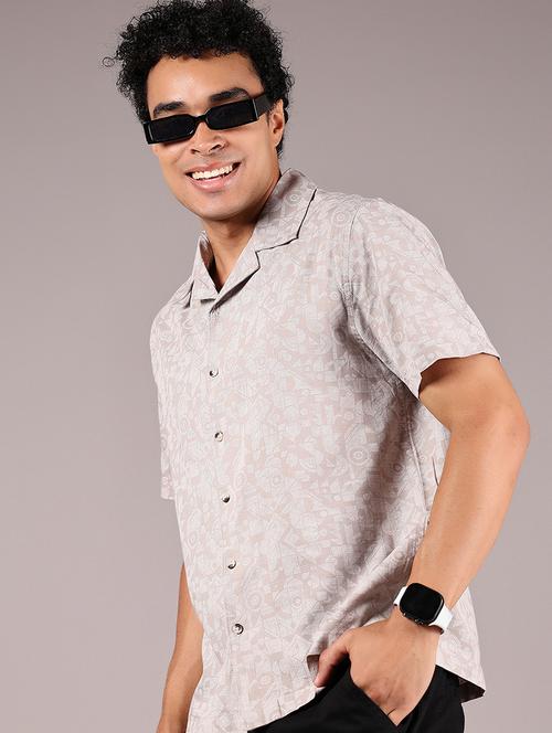 men textured cuban collaerd short sleeve shirt - 21873765 - Very Small Image - 1