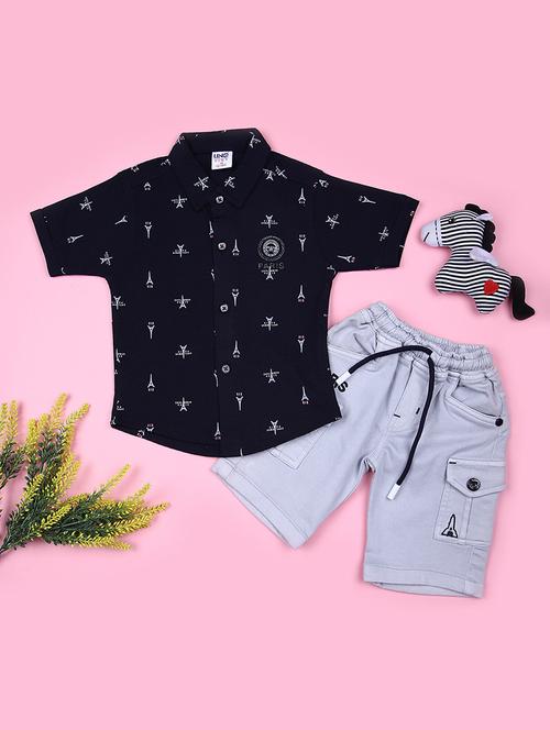 boys printed shirt and short set - 21873813 - Very Small Image - 1