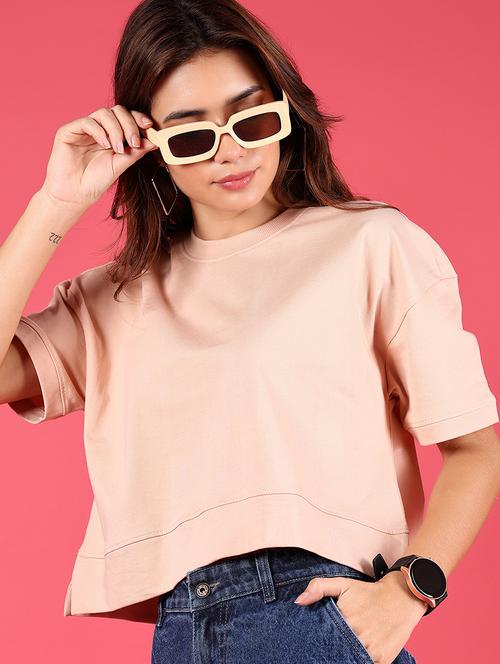 women solid short sleeve regular fit boxy t-shirt - 21873866 - Very Small Image - 1