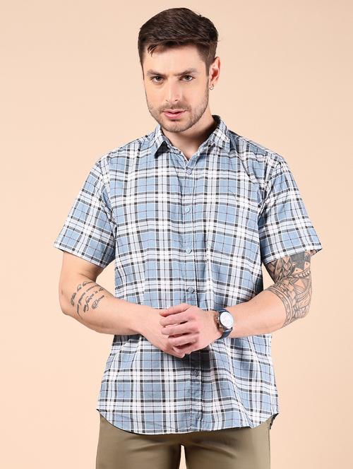 men checkered short sleeve regular fit casual shirt - 21873962 - Very Small Image - 1