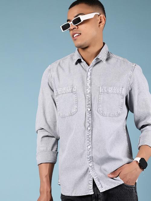 men solid long sleeve regular fit casual shirt - 21873998 - Very Small Image - 1