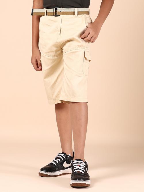 boys solid mid rise cargo three fourth - 21874047 - Very Small Image - 1