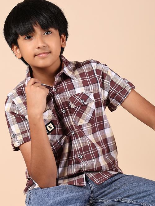 boys checkered short sleeve casual shirt - 21874285 - Very Small Image - 1