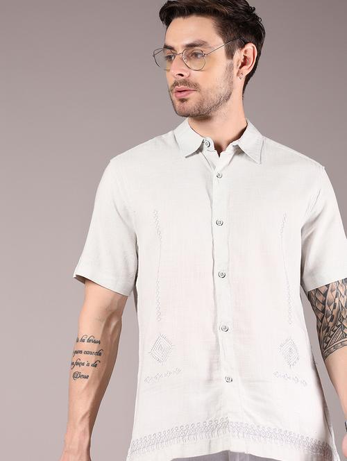 men solid collared short sleeve shirt - 21874289 - Very Small Image - 1