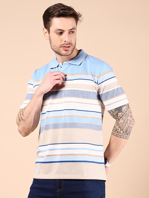 men striped short sleeve regular fit polo t-shirt - 21874291 - Very Small Image - 1