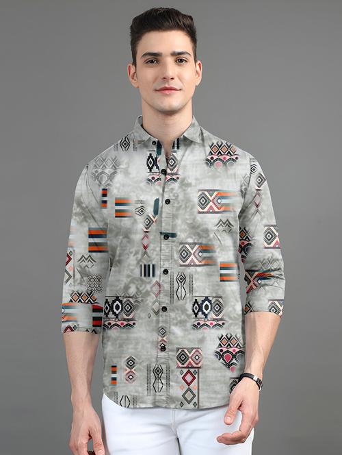 men printed long sleeves casual shirt - 21874527 - Very Small Image - 1