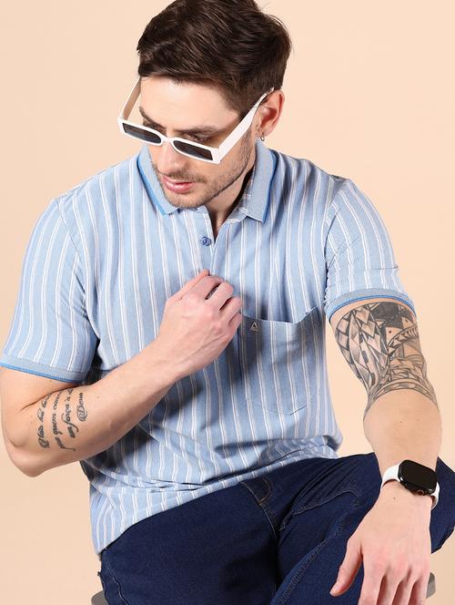 men striped short sleeve regular fit polo t-shirt - 21877269 - Very Small Image - 1