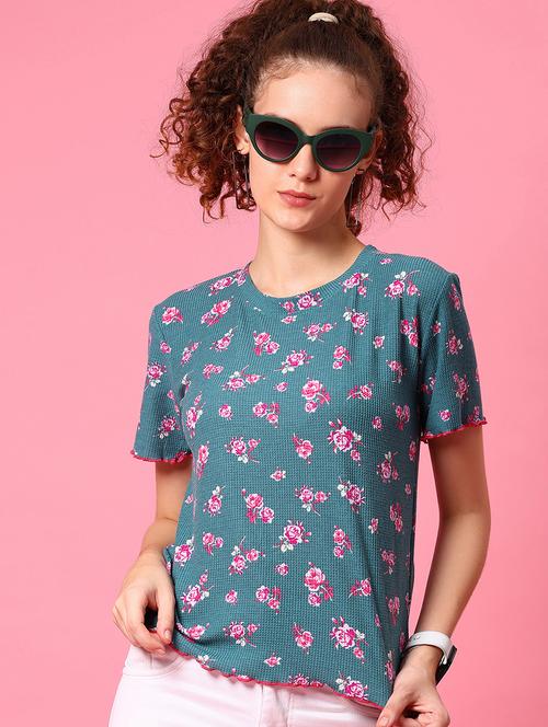 Women Printed Short Sleeve Regular Fit T-shirt - 21880787 - Very Small Image - 1