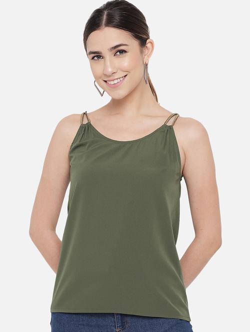 women solid shoulder strap regular top - 21880896 - Very Small Image - 1