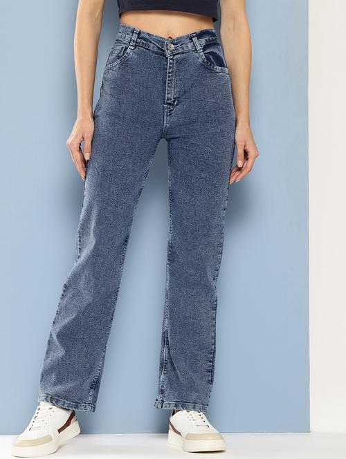 women solid high rise straight fit jean - 21880979 - Very Small Image - 1