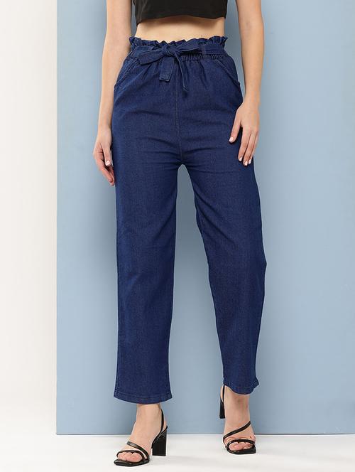 women solid high rise straight fit jean - 21881017 - Very Small Image - 1