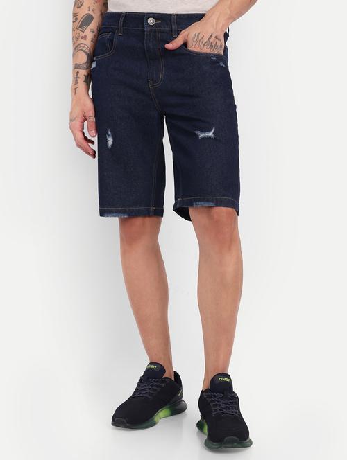 Men Distressed Mid Rise Shorts - 21881114 - Very Small Image - 1