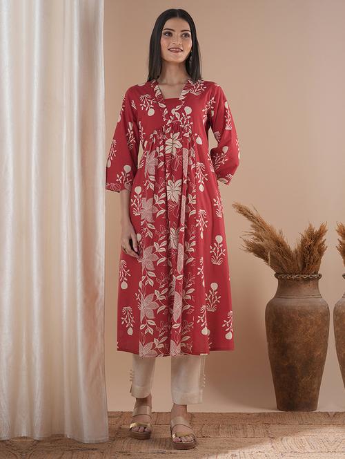 women three quarter sleeve a-line kurta - 21881153 - Very Small Image - 1