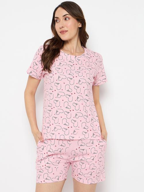 women printed nightwear shorts set - 21881254 - Very Small Image - 1