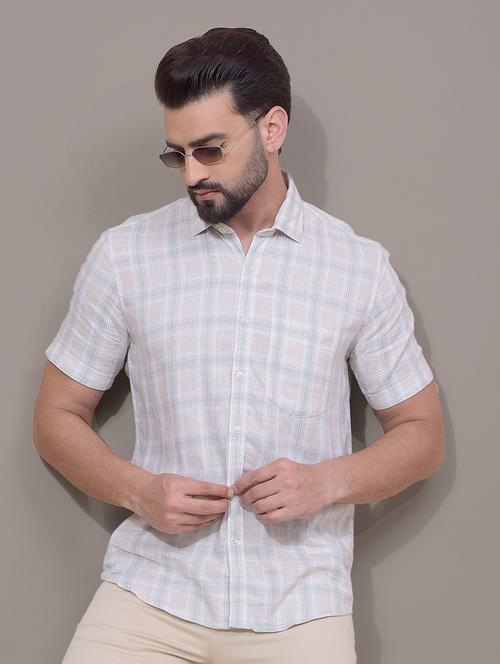 men checkered short sleeve slim fit casual shirt - 21881317 - Very Small Image - 1