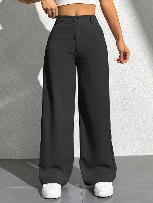 women solid high rise wide leg trouser - 21881557 - Very Small Image - 1