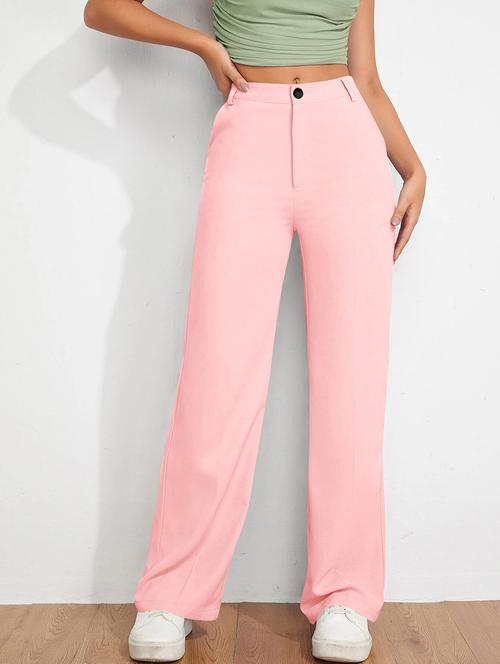 women solid high rise straight trouser - 21881561 - Very Small Image - 1