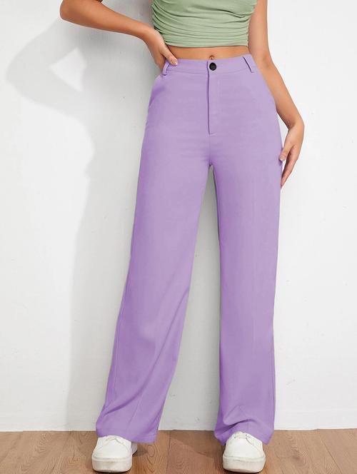 women solid high rise straight trouser - 21881563 - Very Small Image - 1