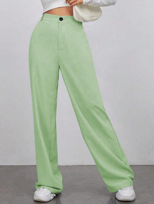 women solid high rise straight trouser - 21881564 - Very Small Image - 1