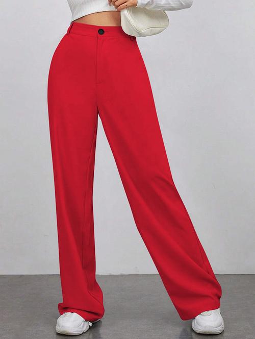 women solid high rise wide leg trouser - 21881570 - Very Small Image - 1