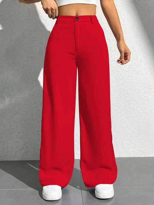 women solid high rise wide leg trouser - 21881571 - Very Small Image - 1