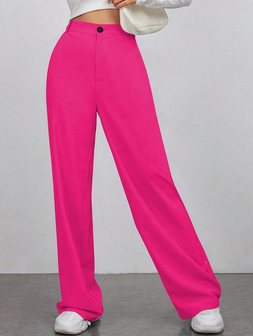 women solid high rise straight trouser - 21881574 - Very Small Image - 1