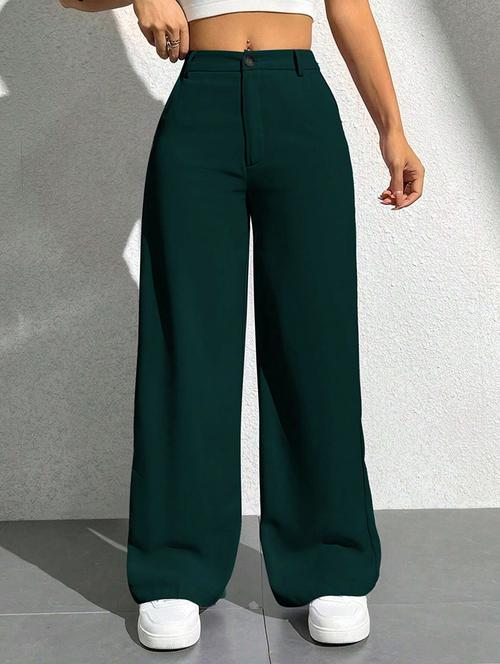women solid high rise wide leg trouser - 21881578 - Very Small Image - 1