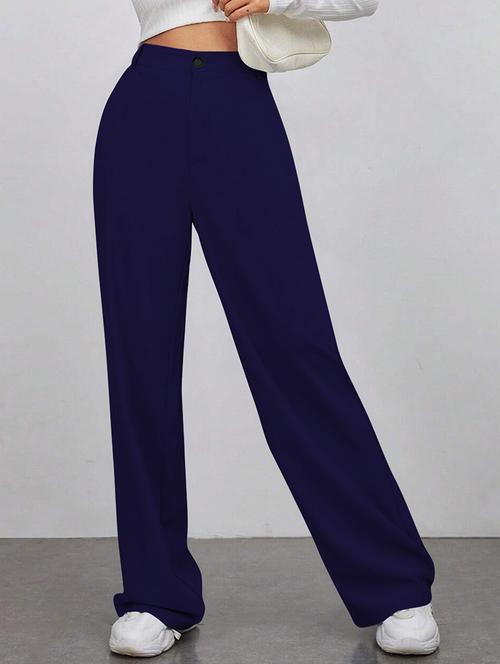 women solid high rise straight trouser - 21881588 - Very Small Image - 1