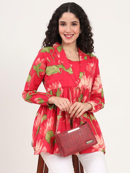 women printed long sleeves flared kurti - 21881702 - Very Small Image - 1