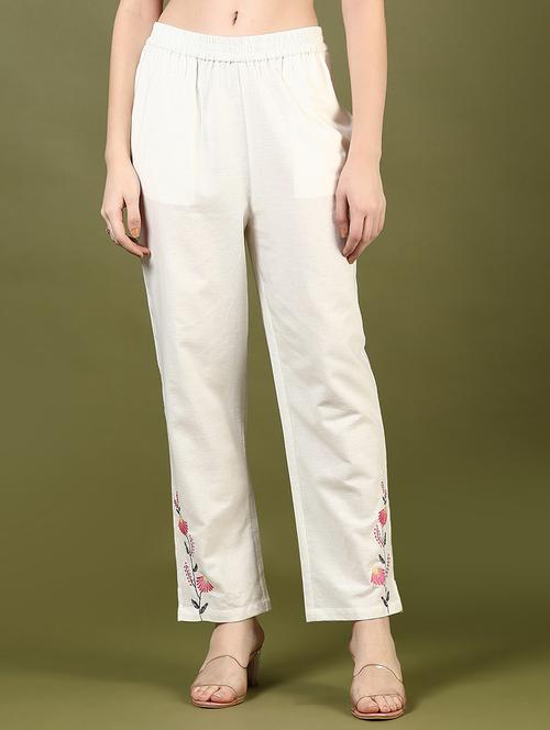 women embroidered mid rise tapered pant - 21881904 - Very Small Image - 1