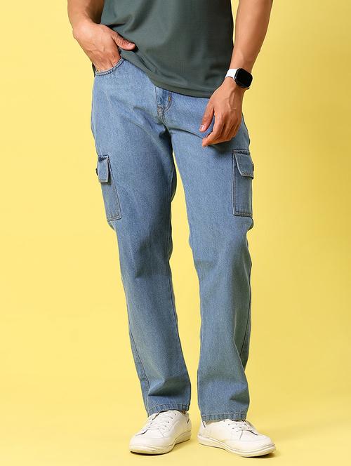 men solid mdi rise denim cargo - 21885226 - Very Small Image - 1