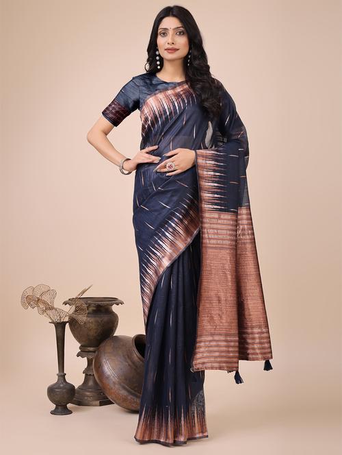 women self design golden bordered saree with blouse - 21888312 - Very Small Image - 1