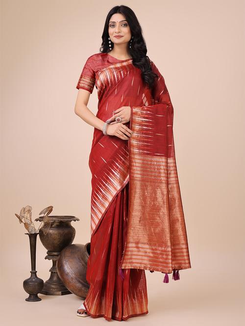 women self design golden bordered saree with blouse - 21888313 - Very Small Image - 1