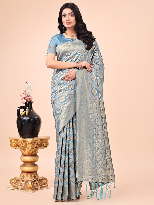 women self design banarasi saree with blouse - 21888341 - Very Small Image - 1