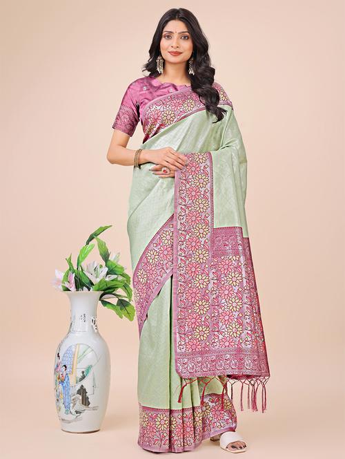 women self design bordered saree with blouse - 21888348 - Very Small Image - 1
