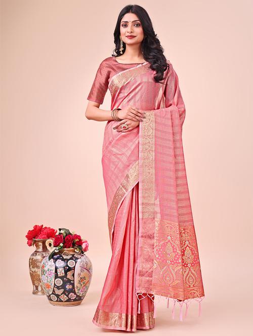 women striped bordered saree with blouse - 21888356 - Very Small Image - 1
