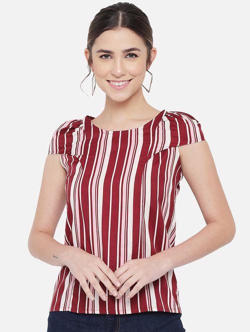 women striped cap sleeves regular top - 21898937 - Very Small Image - 1