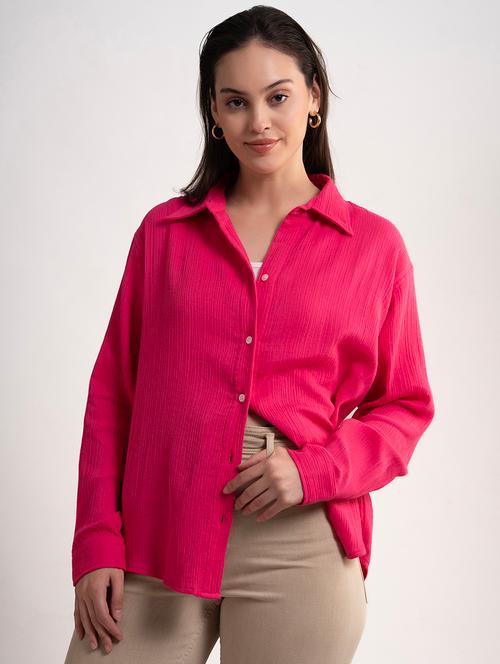 women solid collared oversized shirt - 21899016 - Very Small Image - 1