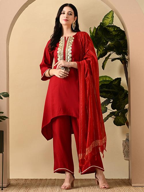 women gota detailed kurta pant with dupatta  - 21899143 - Very Small Image - 1