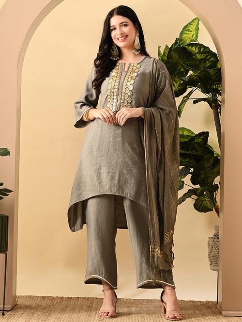 women gota detailed kurta pant with dupatta  - 21899145 - Very Small Image - 1