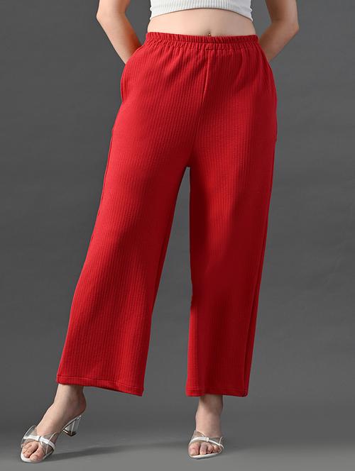 women solid high rise straight trouser - 21899157 - Very Small Image - 1