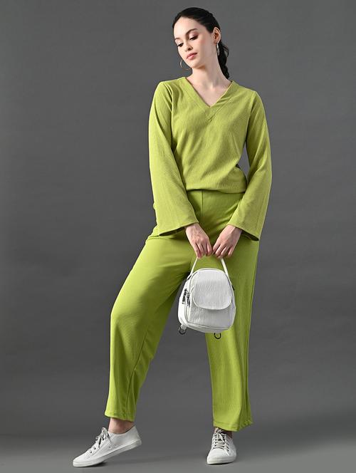 women solid top and trouser co-ord set - 21899199 - Very Small Image - 1