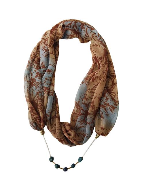 women brown printed scarf - 21899220 - Very Small Image - 1