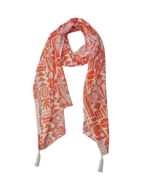 women orange printed scarf - 21899264 - Very Small Image - 1