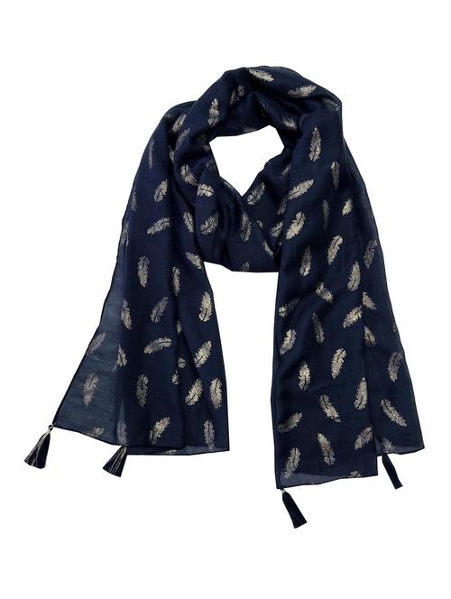 women navy blue printed scarf - 21899266 - Very Small Image - 1