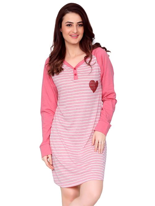 women striped long sleeves sleepshirt - 21899284 - Very Small Image - 1