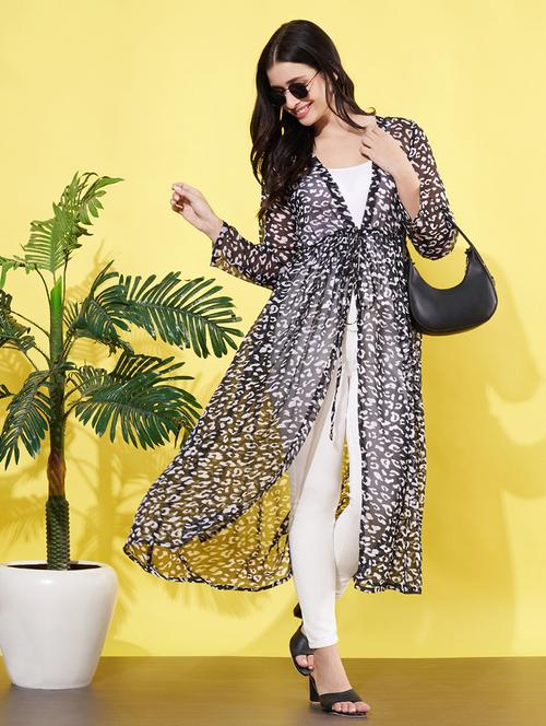 women printed long sleeves regular shrug - 21900935 - Very Small Image - 1